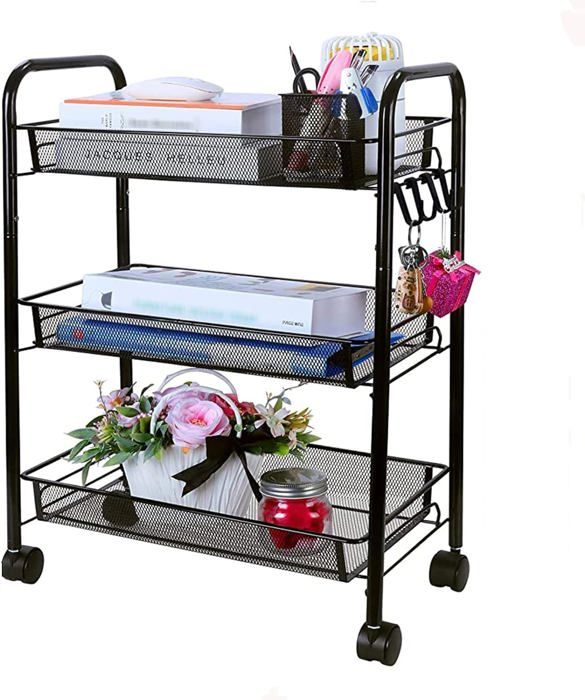 Chariot Roulant De Rangement | Meuble Roulant 2 Etages avec roulettes,Chariot Utilitaire,pour la Maison, la Cuisine, la Salle de Bain, Le Cellier, la Buanderie, Le Garage, Le Bureau et Le