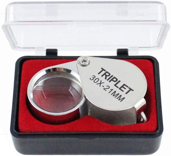 Loupe De Bijoutier 30X Avec étui - Lentille En Verre De 21mm, Métal Doré, Pour Examen Précis