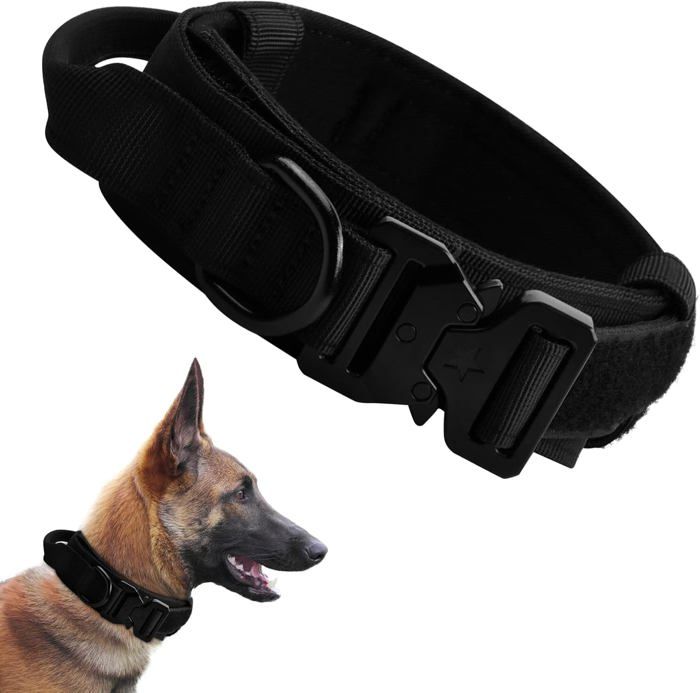 Meilleurs prix pour Collier pour Chien Réglable avec Poignée de Commande Collier Réglable en Nylon avec Boucle MétalliqueXL 50-62cm (Noir)