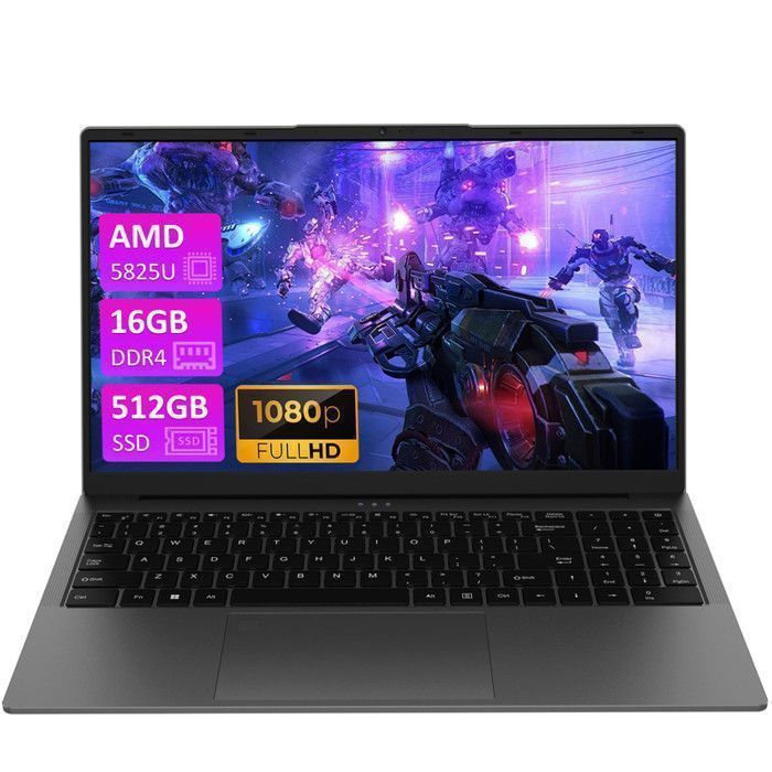 PC Portable Auusda Sans Windows – 156 FHD 60Hz – AMD Ryzen 7 5825U – RAM 16Go -512GB SSD – Gris