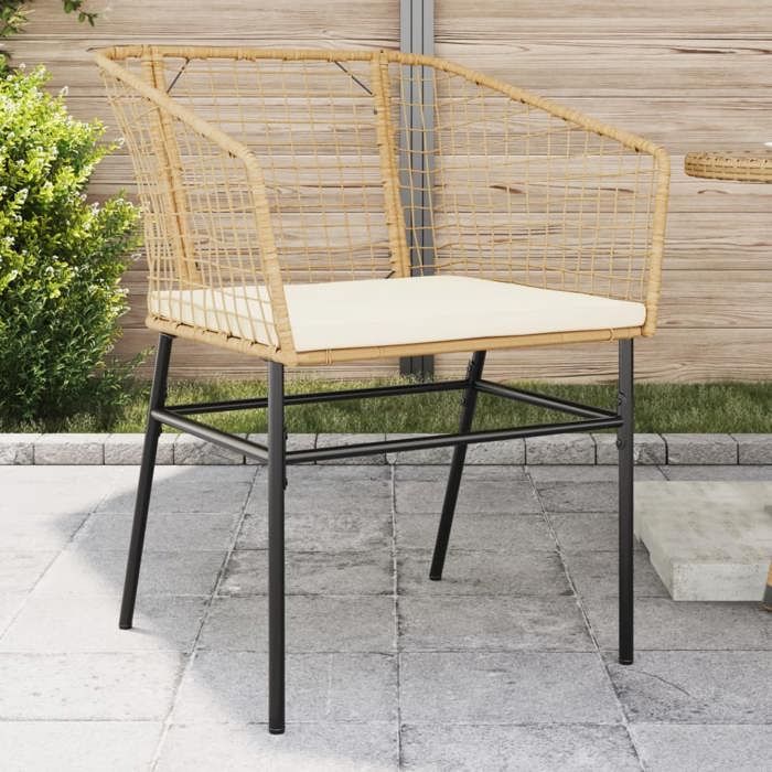 vidaXL Chaises de jardin lot de 2 et coussins marron rotin siège de jardin siège dextérieur chaise dextérieur siège de 369101