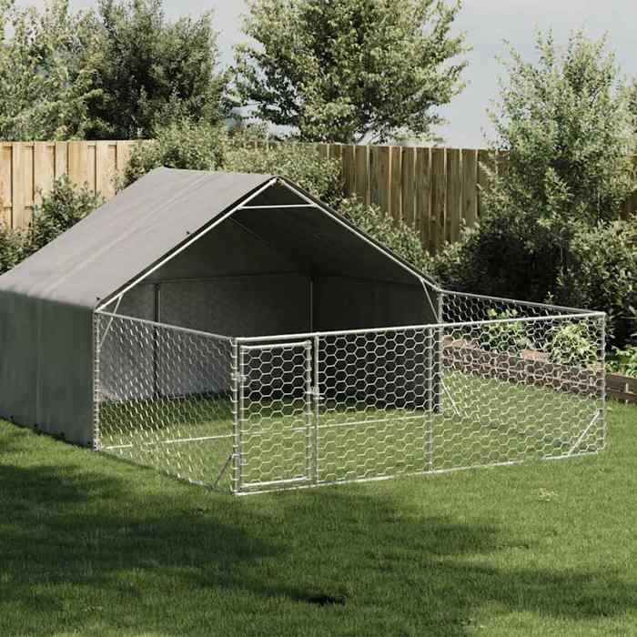 Meilleurs prix pour vidaXL Niche d'extérieur pour chien enclos 5x3x1,9 m acier galvanisé, cage de chien d'extérieur, grande cage de chien, niche