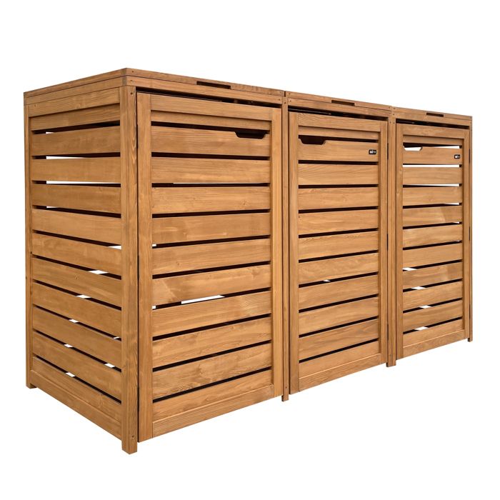 AXI Lex Cache Poubelle en Bois Marron - Abri poubelle pour 3 conteneurs - Max. 240L - Abri Poubelle Extérieur avec Excellente