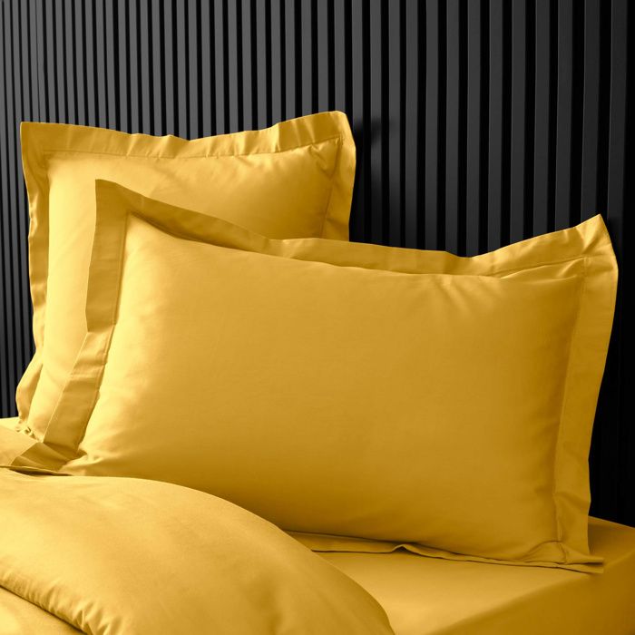 Lot de 2 taies doreiller en percale de coton 78 fils - 50 x 70 cm - Curry