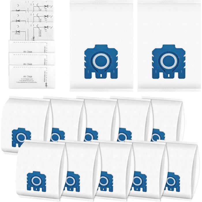 Lot de 12 sacs daspirateur pour aspirateurs Miele GN 3D Classic C1 Complete C2 C3 S2000 S5000 et S8000 Series Sacs à poussière