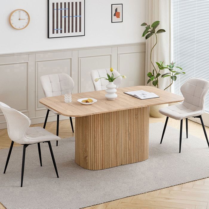 Table à Manger Ovale - DOWISDOLY - Base Bois - MDF - Table à Manger Style Contemporain - L160cm - Bois clair