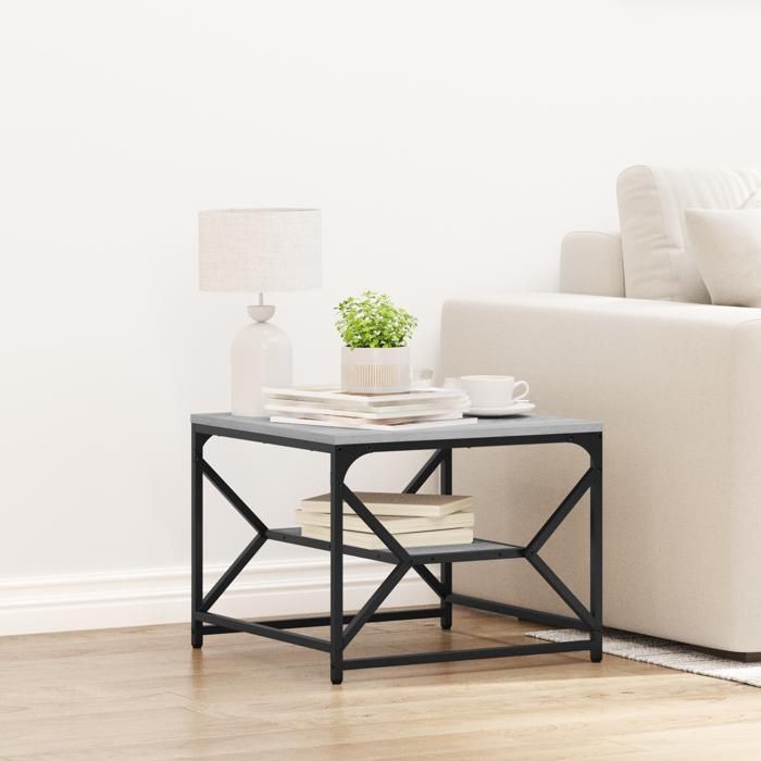 (Gris)Petite Table basseVIDAXLArmoire basse de salon avec Étagère - Grise Sonoma - 51x50x40cm - En Bois dIngénierie Mgnifique804