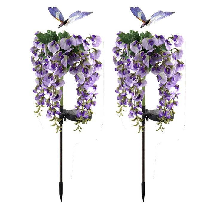 Lot de 2 lanternes solaires en forme de papillon lampe solaire dextérieur décoration pour jardin et cour Label