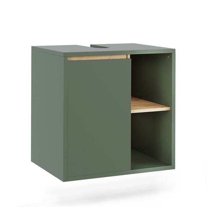 Meuble sous lavabo Viola 60x60cm avec des étagères ouvertes Vert/Chêne Artisan Vicco 54866