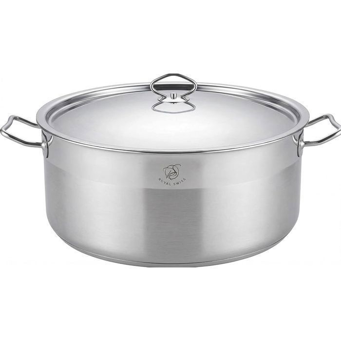 Marmite Faitout Inox avec Couvercle - 12.5L (Ø32cm) - Induction - Tous Feux - Compatible Lave-Vaisselle - Qualité Professionnelle