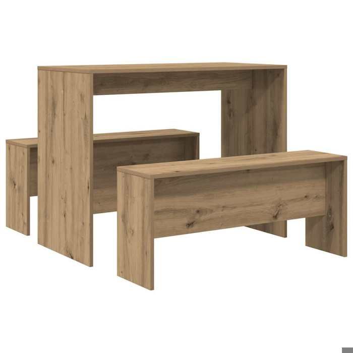 Ensemble table à manger et bancs - vidaxl - 3 pièces - Bois dingénierie - Chêne artisanal - 97x47x75 cm table