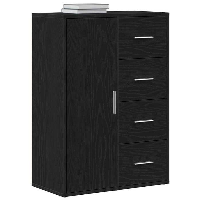 Buffet en bois dingénierie - vidaXL - Chêne noir - 60x31x84 cm - 4 tiroirs - 1 porte - Assemblage requis