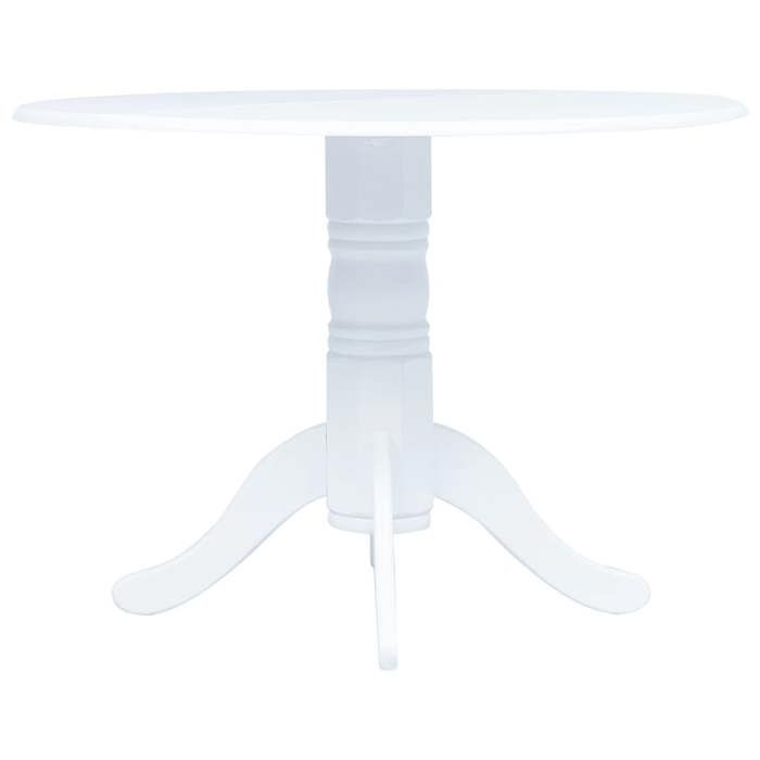 Table à manger en bois dhévéa - Happiness - Blanc - 106x75 cm - Bois dhévéa massif - Dessus en MDF