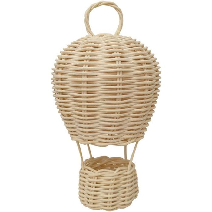 1 Abat-jour en rotin tressé - 10×18cm - Décoration intérieure - Abat-jour en forme de montgolfière - Douille - Plafonnier -