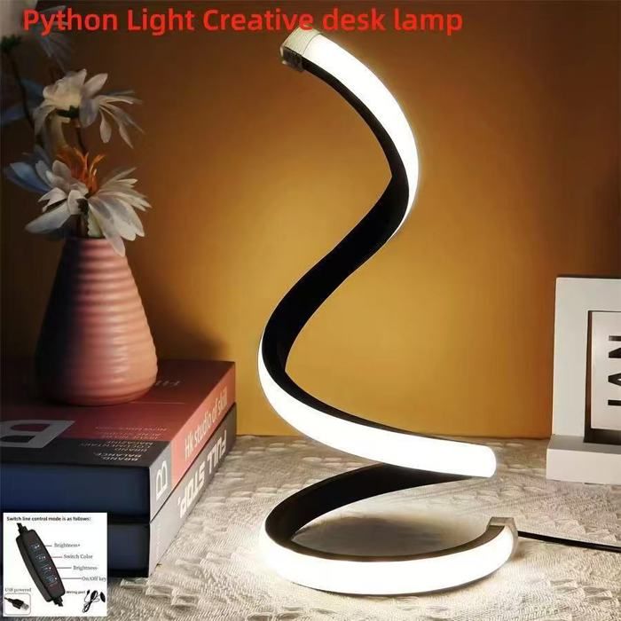 Lampe de bureau moderne en spirale noire (sans base) 2W lampe de bureau LED simple et réglable alimentée par USB.