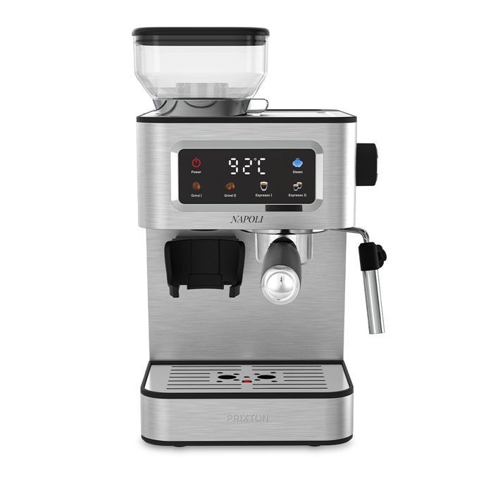 PRIXTON  Machine &Agrave; Caf&eacute; Expresso Napoli 1350w, Compatible Avec Grains De Caf&eacute;, Caf&eacute; Moulu Et Capsules, Moulin inclus