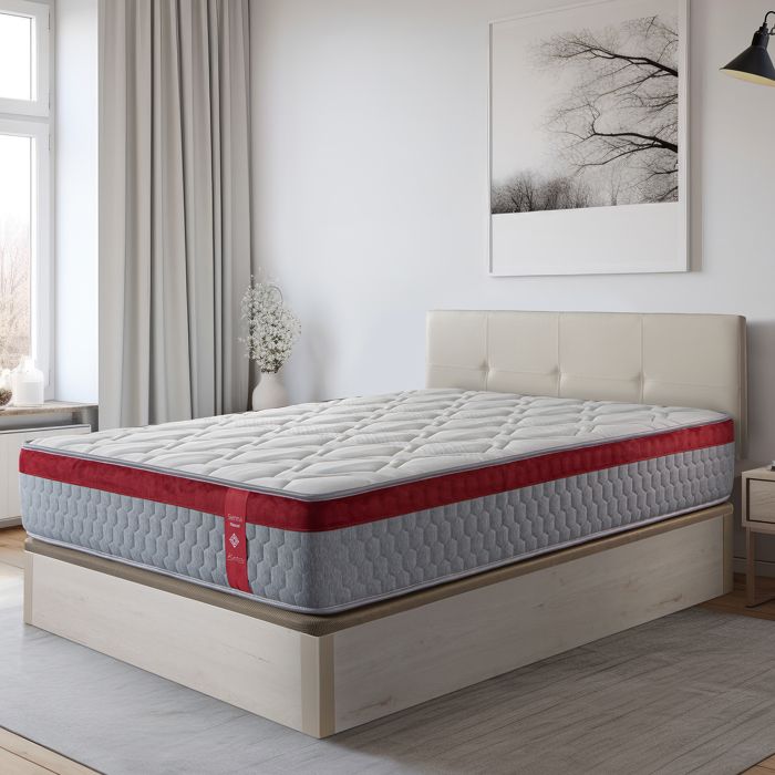 Matelas à mémoire de forme réversible 140x190 cm Sienna Épaisseur +/- 30 cm -Mi-Ferme - Traces de carbone et particules de gel