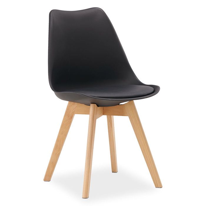 Chaise Noir – Chaise Design en Plastique avec Pieds en Bois Chaise de Salle à Manger Moderne Chaise Noir – Chaise Design en Plastique avec Pieds en Bois Chaise de Salle à Manger Moderne