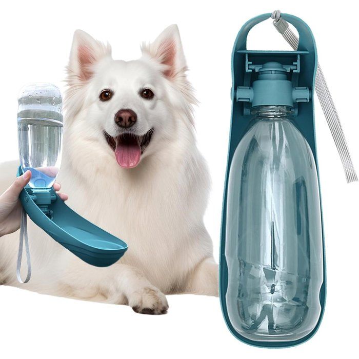 550 ML Bouteille deau pour Chien Portable - Gourde Chien avec Abreuvoir Intégré Étanche - pour Promenade Randonnée Voyage