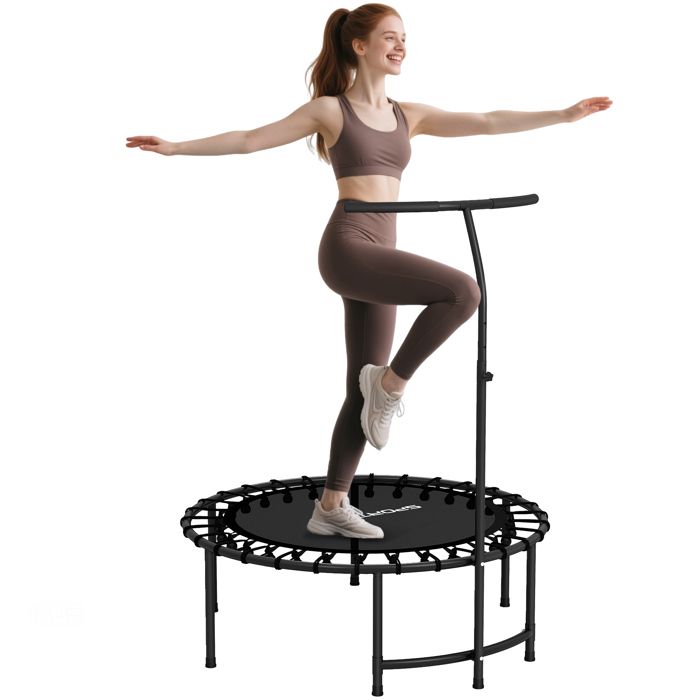 Trampoline de fitness - SPORTNOW - cordes élastiques poignée réglable 5 positions capacité 100 kg - acier - Ø102x132cm - noir