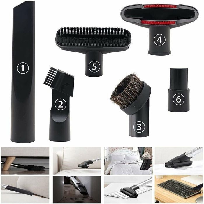 Set de 6 accessoires pour aspirateur (diamètre du tube : 32 mm – 35 mm) — Compatible avec Kärcher Rowenta Hoover Xoiture Bosch