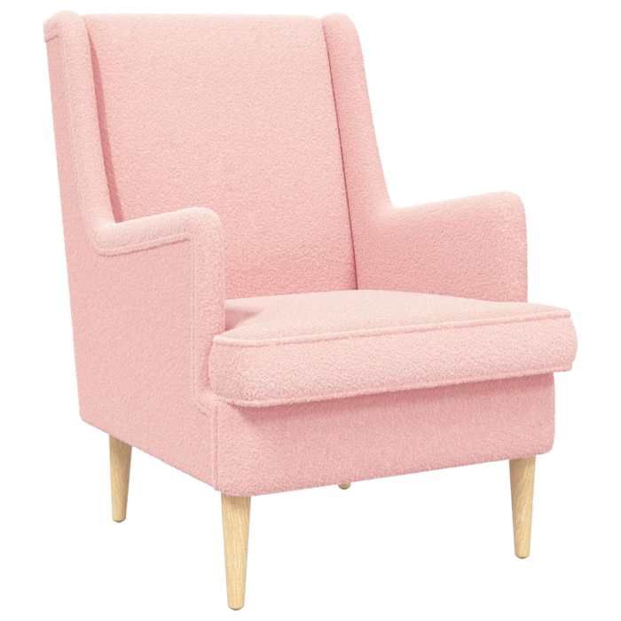 vidaXL fauteuil Rose Tissu en laine de mouton 42029958