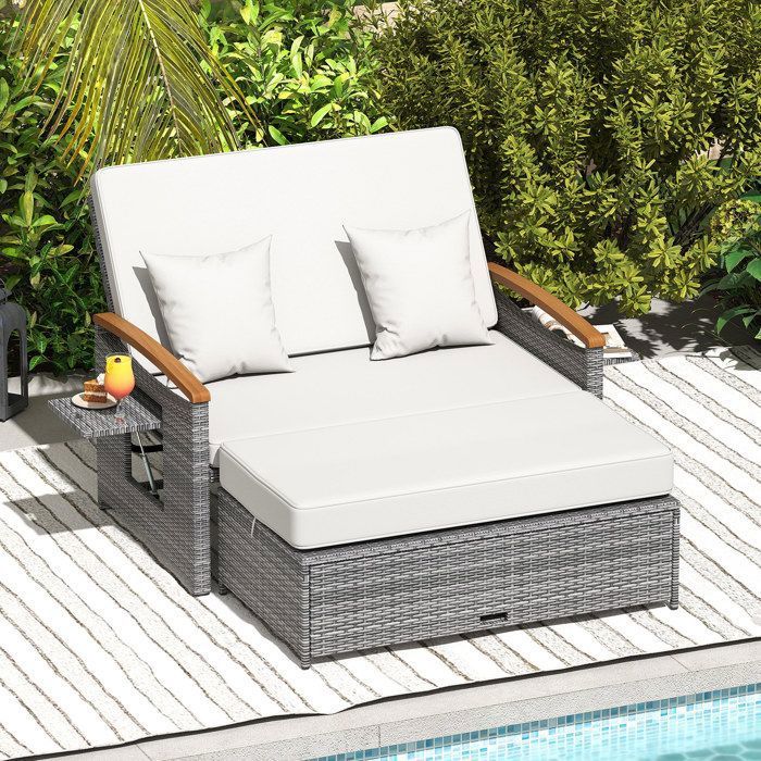Ensemble Canapé 2 Places de Jardin COSTWAY en Rotin Tables Pliantes Pouf Dossier Réglable en 4 Niveaux Coussins Amovibles Blanc Ensemble Canapé 2 Places de Jardin COSTWAY en Rotin Tables Pliantes Pouf Dossier Réglable en 4 Niveaux Coussins Amovibles Blanc