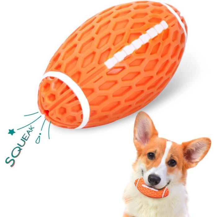 Balle Jouet pour Chien Balle Chiens Couineuse Indestructible Balle pour Chiens de Rugby en Caoutchouc Naturel Balle Chien à Mâc
