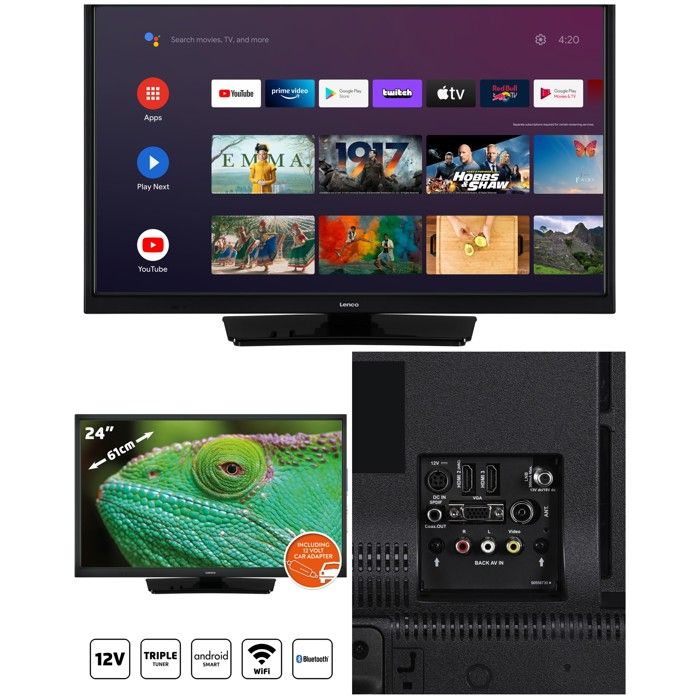 Télévision Smart TV LENCO 24 Android HD Ready 1366x768 Wi‑Fi Bluetooth