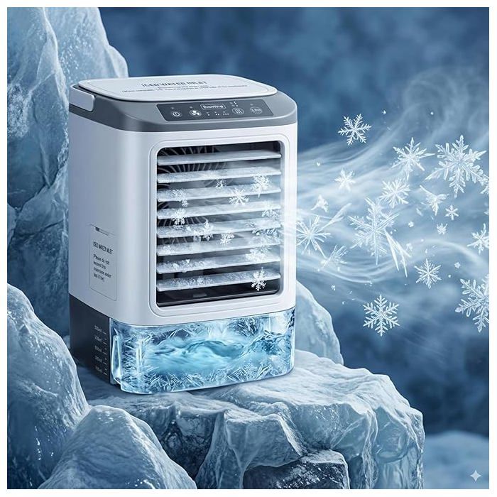 Refroidisseur portable avec fonction de formation de glace et de nébulisation réservoir deau de 900 ml