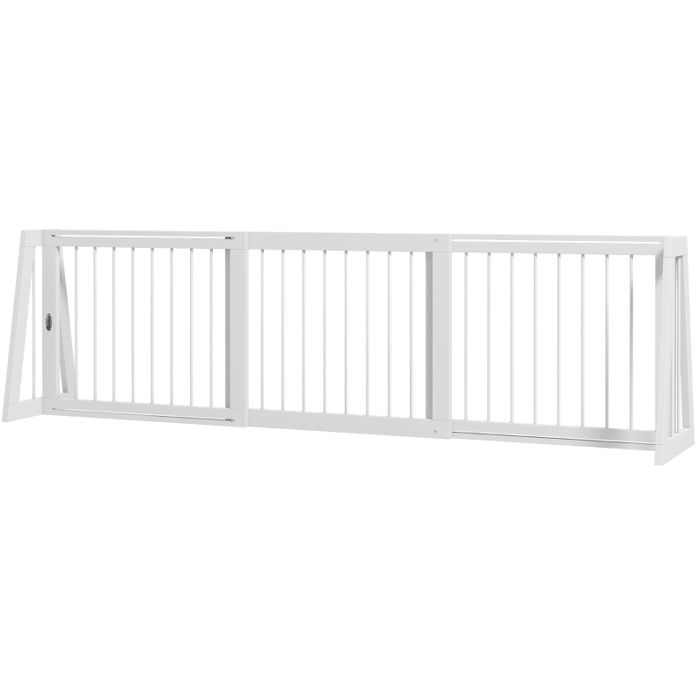 ELVORIN Barrière de sécurité pour chien autoportante extensible 71 à 190 x 385 x 56 cm bois blanc