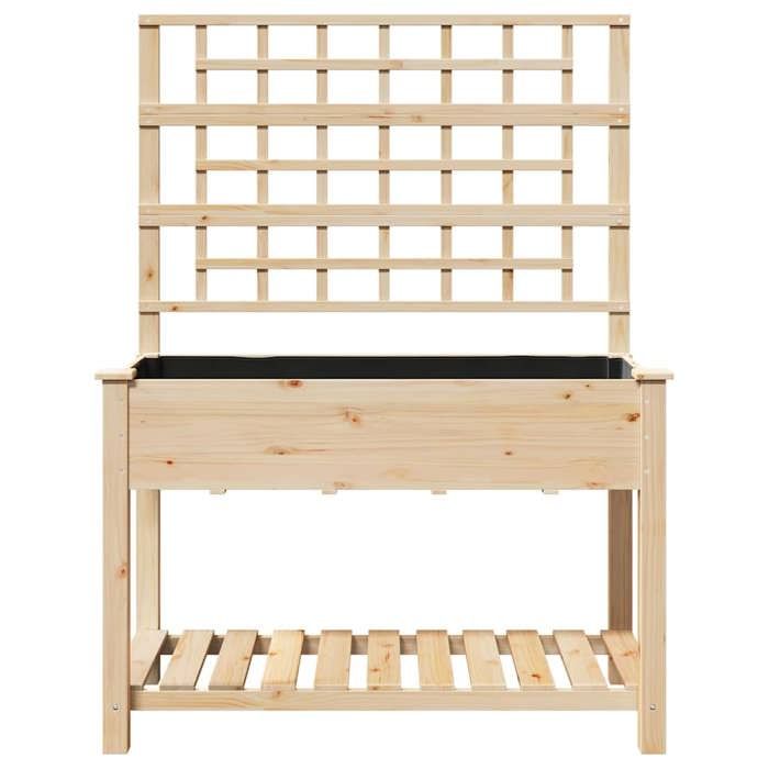 Jardinière avec treillis et étagère 115x59x152 cm en bois massif de sapin_2 ans garantie_52879