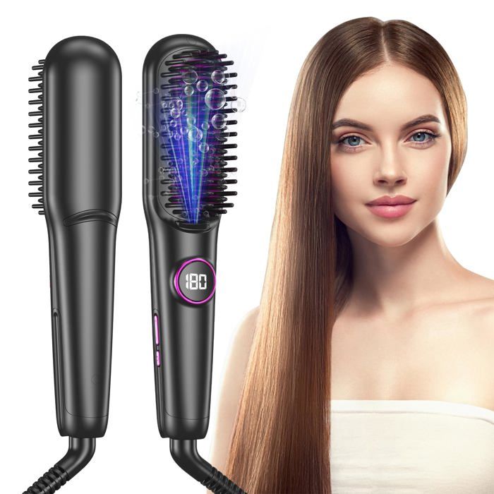 Brosse Lissante Ionique Lisseur Cheveux Professionnel 9 Réglages de Température 140℃-220℃ Écran LCD Anti-Brûlure XSHWYAN