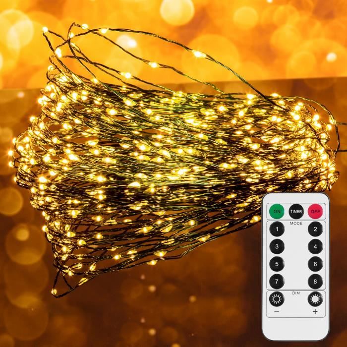 Guirlande Lumineuse Photo 10m - 100 LED Avec 50 Clips - Télécommande - Alimentation USB/Batterie