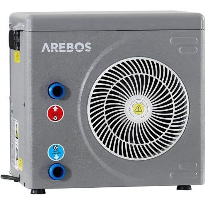 AREBOS  Pompe &agrave; chaleur pour piscines jusqu&agrave; 9000L de capacit&eacute; deau Chauffage de piscine  39 kW  Raccordement deau &Oslash; 32/38 mm 