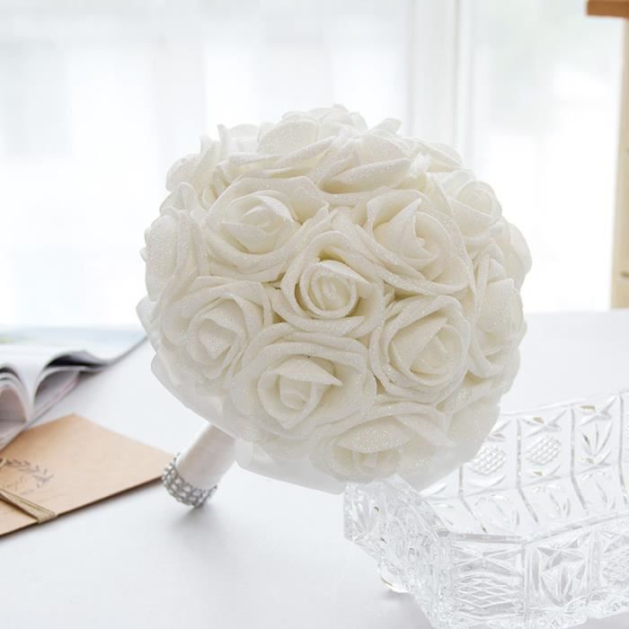 Blanc Dia 21cm Bouquet De Rose Boule De Fleur Artificielle Pour Mariée Décoration De Conférence Salon Mariage Cérémonie De Fianç