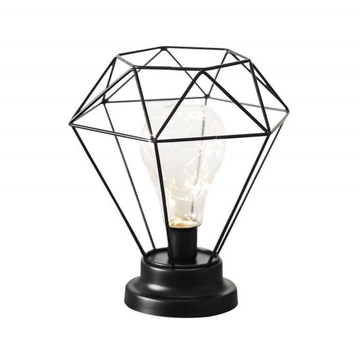 Diamond Shape Lampe En Metal Noir Lampe De Chevet Eclairage De
