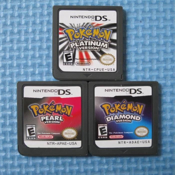 Carte de jeu - Pokémon Platinum / Perle / Diamant - Lot de 3 - Compatible Nintendo DS/3DS - Multicolore