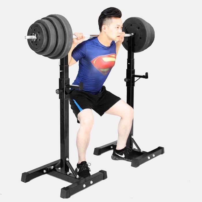Support Squat Réglable Pour Barre – Rack Home Gym – Haltérophilie – Neuf