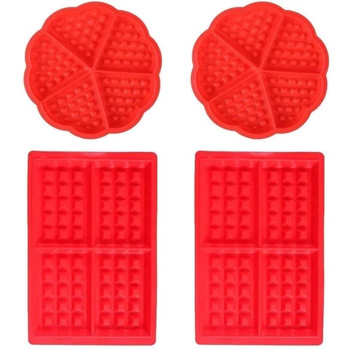 Moules à Gaufres En Silicone En Forme De Cœur - Lot De 2 Moules, 5 Cavités Chacun - Résistant De -40°C à +220°C - Pour Muffins, Cakes, Glaçage