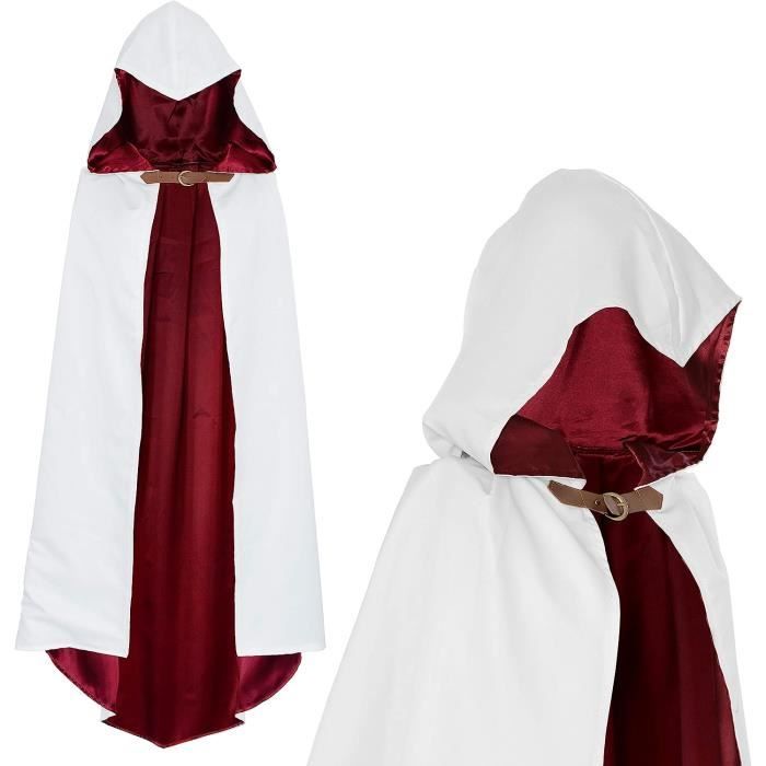 Déguisements - Capuche Cape Assassin Guerrier Déguisement Blanc Rouge Enfants (110cm)