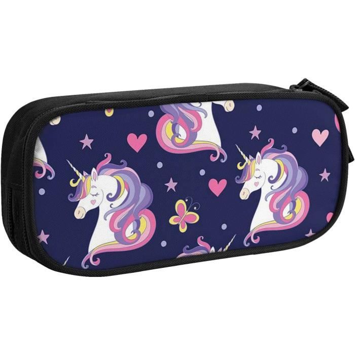 Trousse Licorne 2 En 1 - Gobelet Extensible En Silicone - Étui Scolaire Un Compartiment - Fermeture éclair - Mauve - Back2Fun - Rentrée Des Classes