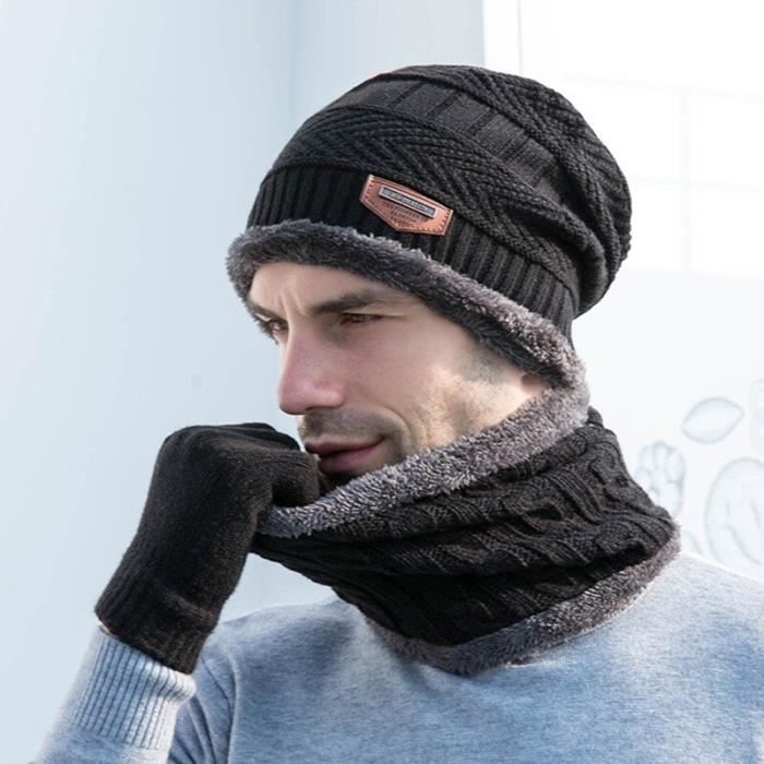 Bonnet hiver chaud pour homme en laine et velourssports de plein