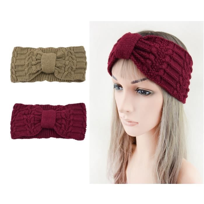 Bandeau Cheveux Femme - 2 Pcs Élastique - Cache-Oreilles Tressée - Automne Hiver - Accessoires Ski