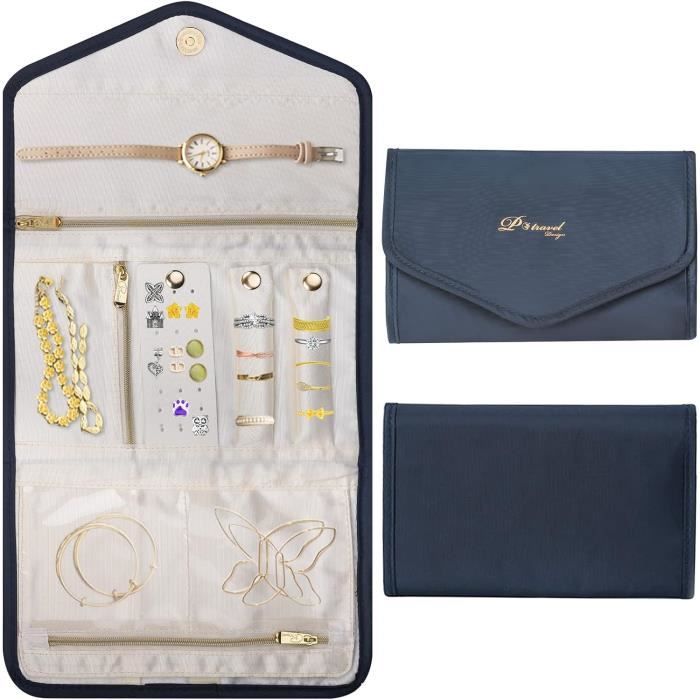 Pochette Rouleaux ?? Bijoux, Trousse ?? Bijoux De Voyage Pliable Pour Bagues, Colliers, Boucles D 