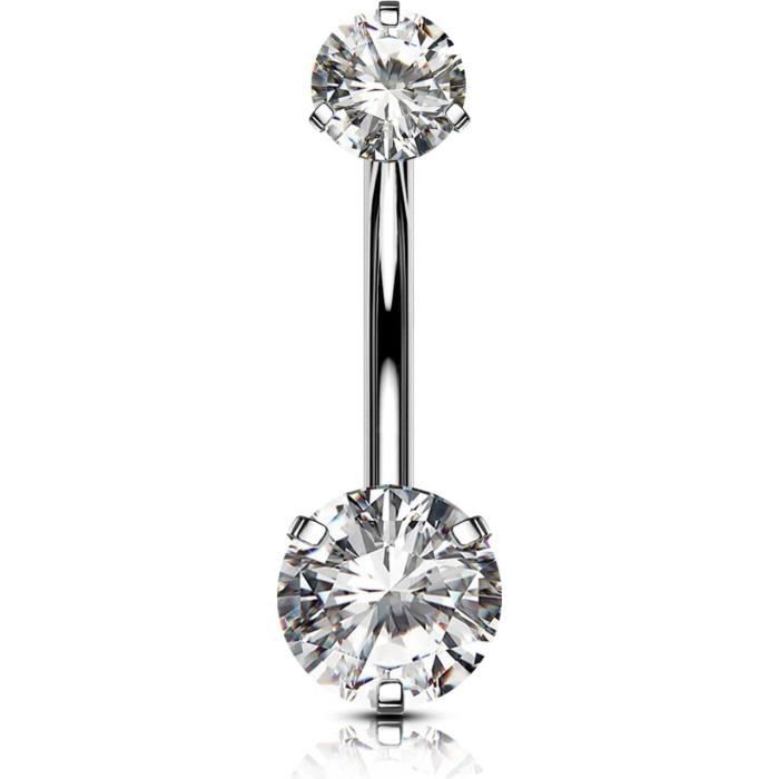 Piercing nombril à filetage interne 14 G Grade 23 en titane massif double brillant oxyde de