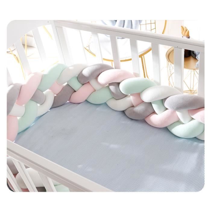 Tour de lit bebe 220 cm - tour de lit tresse bebe fille et les garçon  coussin serpent bébé bleu clair[576] - Cdiscount Puériculture & Eveil bébé