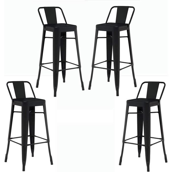 2 Tabourets de bar Style Industriel Hauteur Réglable de 69 à 76 CM avec Dossier et Repose-Pieds Cadre en Métal Tabouret pour Pub Bistrot