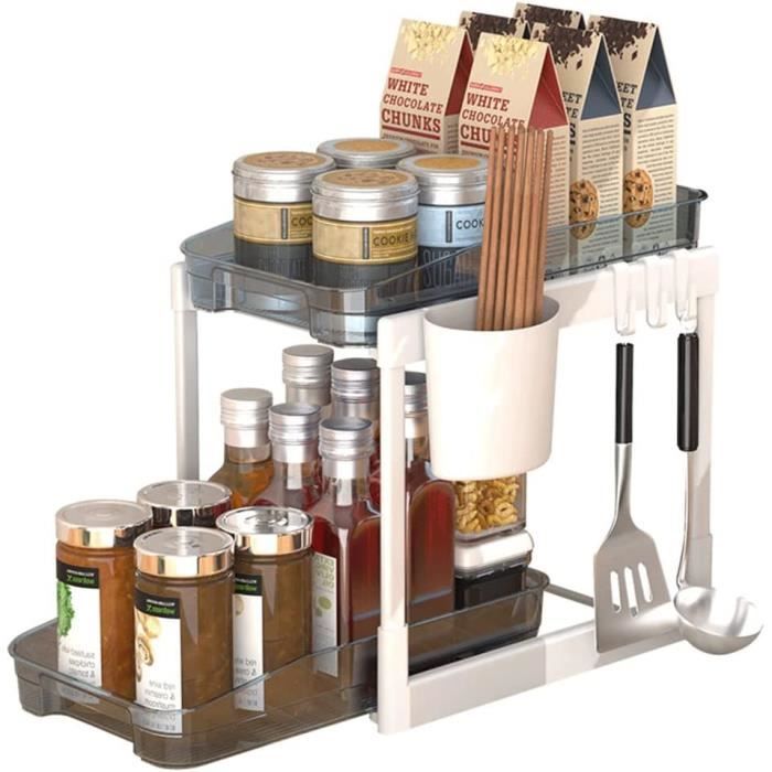 Étagère à Épices Coulissante, Etagere Rangement Cuisine Gain de Place à