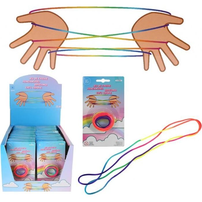 Jeu de Corde Ficelle Arc en Ciel Multicolore Jeu de Doigts pour Figures 160 cm